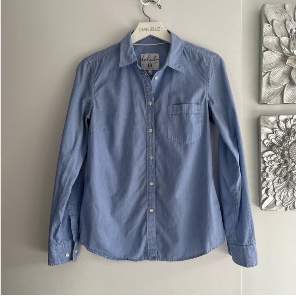TALULA (ARITZIA) Blue Striped Button Down Shirt